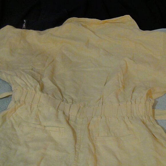 Universal Thread Linen Jump Suit Short Sleeve Pockets Cinch Waist Yellow Size 10 - Picture 14 of 14